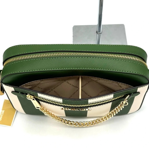 Michael Kors Large EW Zip Chain Xbody Crossbody Bag Fern Green Multi - Picture 9 of 11